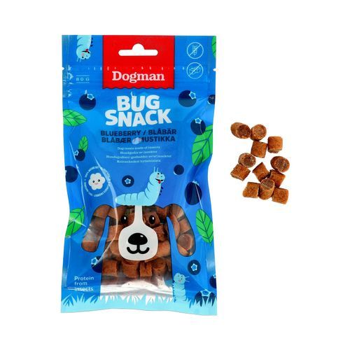 Dogman Bug Snack Blåbär - 80 g