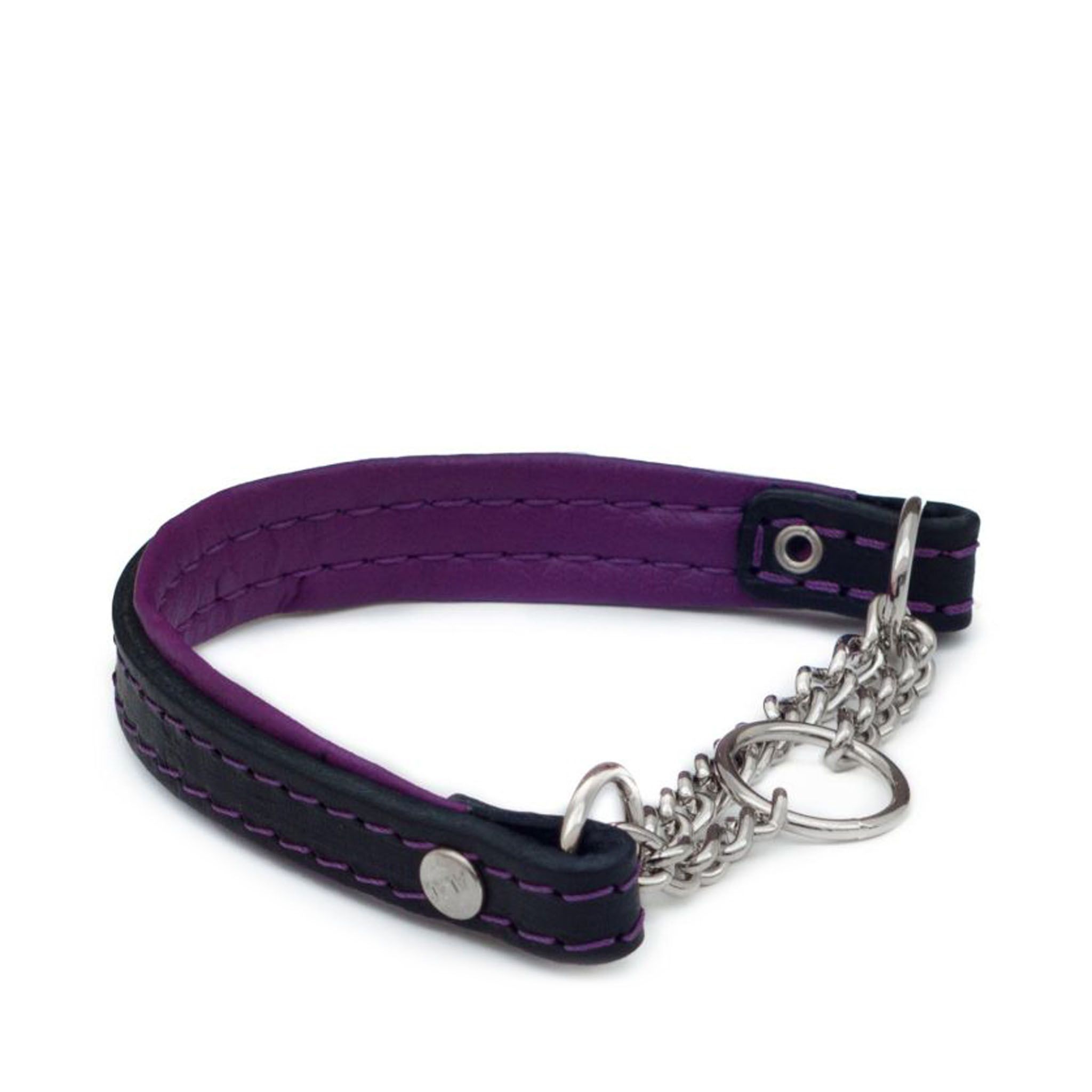 Alac Läderhalsband - Lila / 30 cm