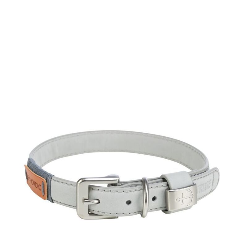 BE NORDIC Läderhalsband Ljusgrå - S-M