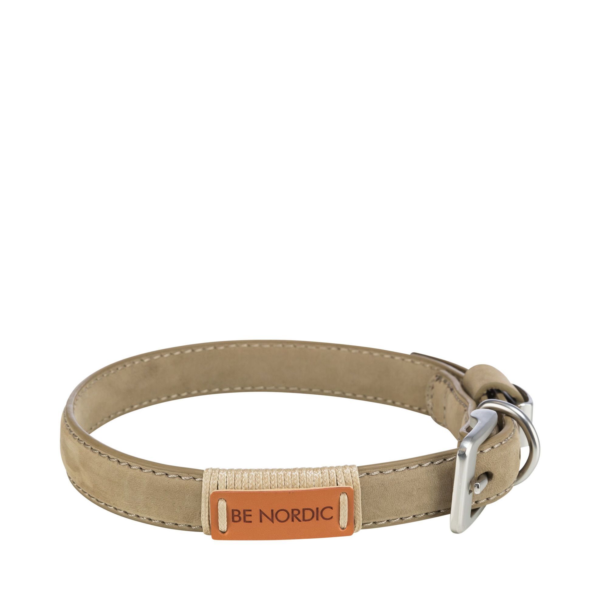 BE NORDIC Läderhalsband Sand - XS-S