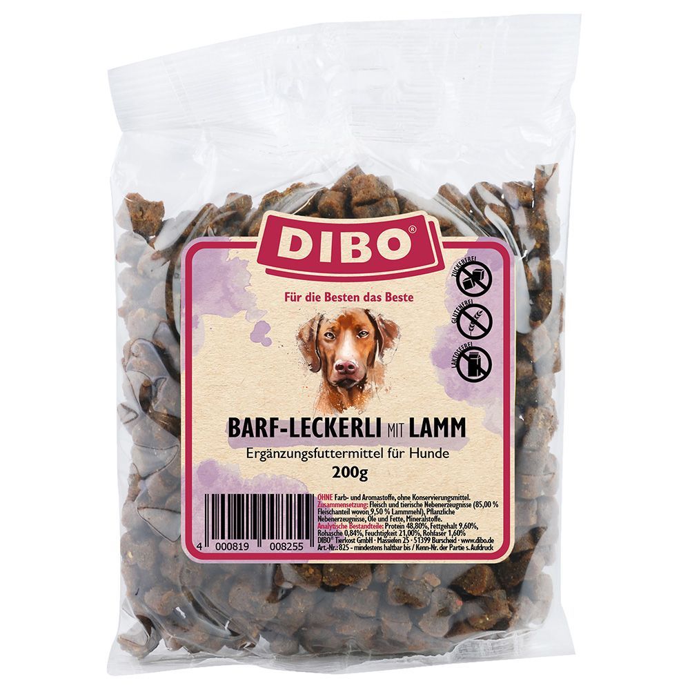 DIBO BARF-godis med lamm - Ekonomipack: 3 x 200 g
