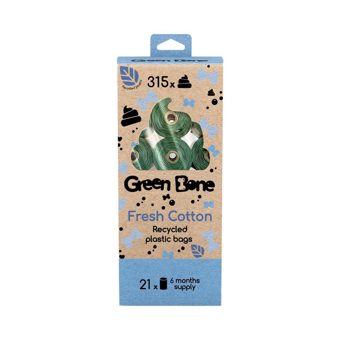 315-pack Green Bone bajspåsar - Cotton