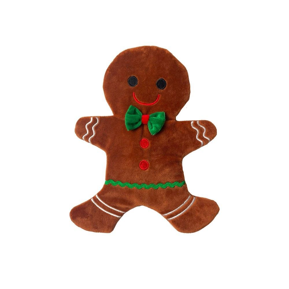 Hundleksak Flat Crinkle Gingerbread Man