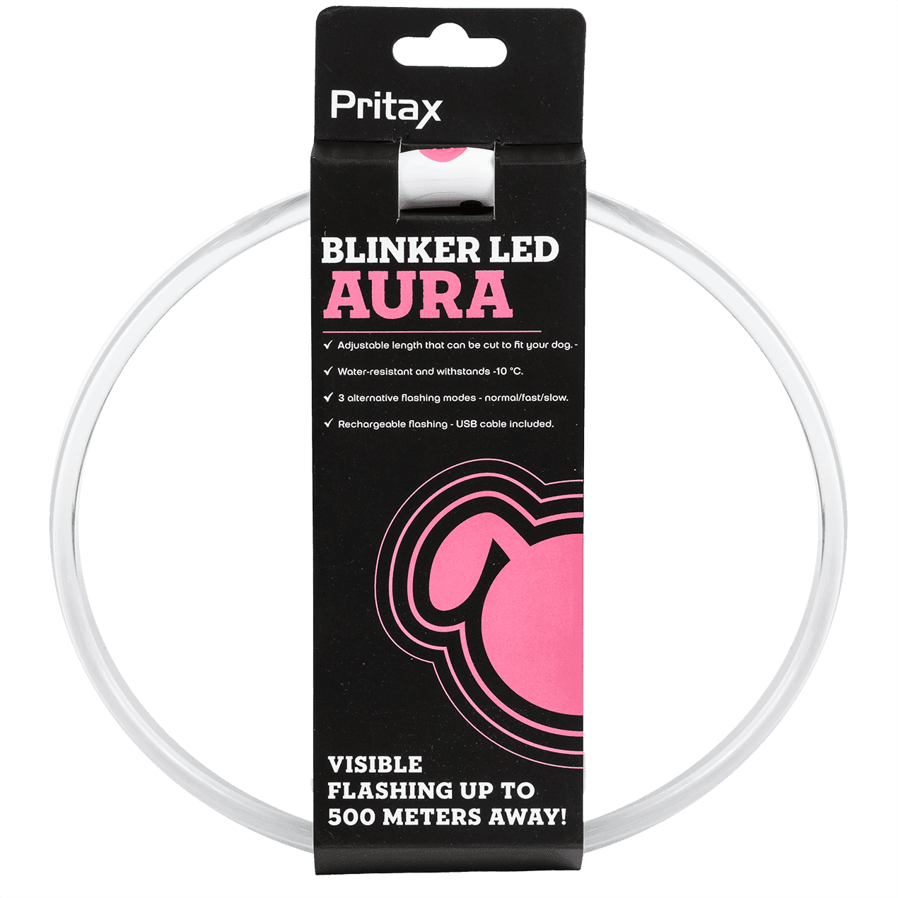 Blinkhalsband LED Aura, 8mm, 35-60cm, Rosa