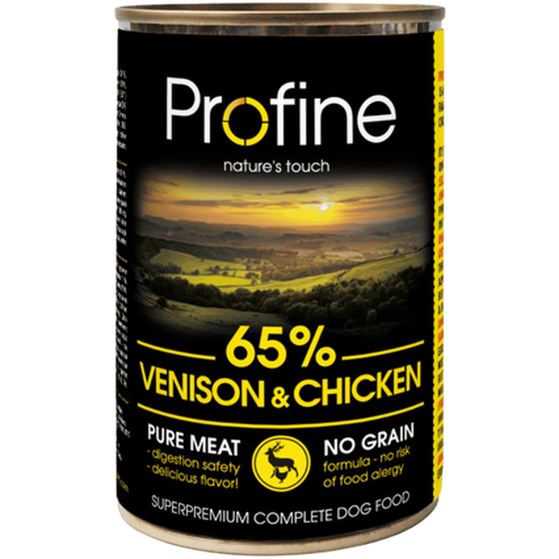 Dog Wet Food Cans 65% Venison & Chicken 400 g