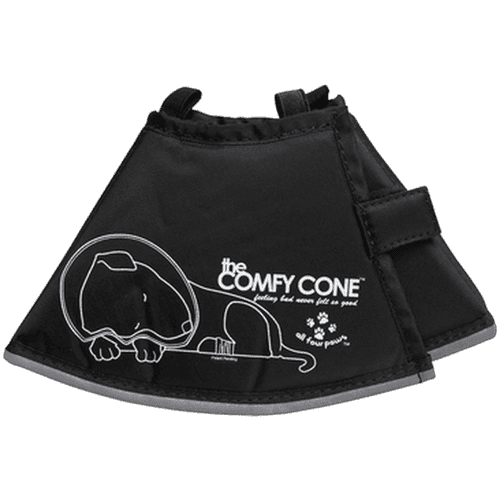 The Comfy Cone Pet Recovery Collar - Xtra Deep Collar Black Small, 20 cm Long