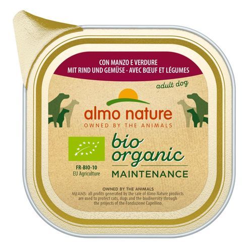 6 x 100 g Almo Nature Bio Organic ekologiskt foder till sparpris! - Bio ekologiskt nötkött & ekologiska grönsaker