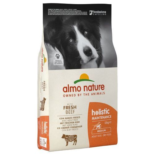 Ekonomipack: 2 / 3 påsar Almo Holistic Nature hundfoder - Adult Medium Nötkött & ris (2 x 12 kg)
