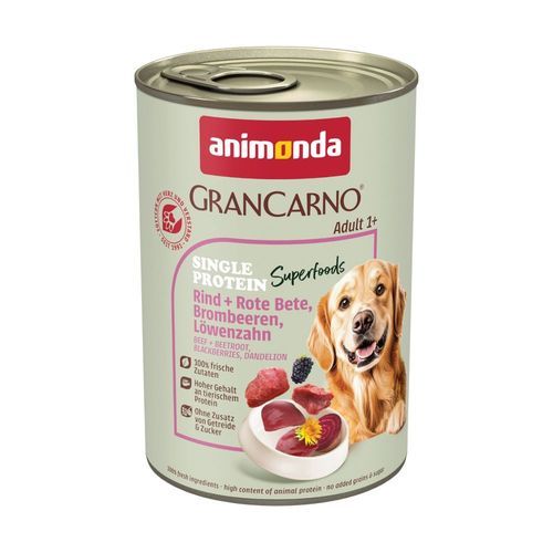 animonda GranCarno Adult Superfoods 6 x 400 g Nötkött & rödbetor, björnbär, maskros