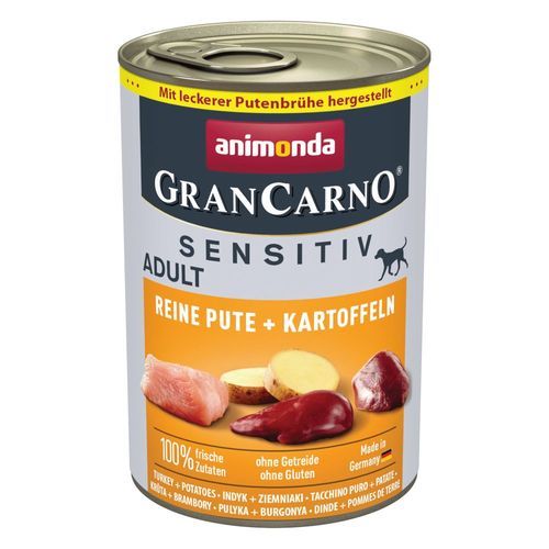 animonda GranCarno Adult Sensitive 6 x 400 g - Ren kalkon & potatis