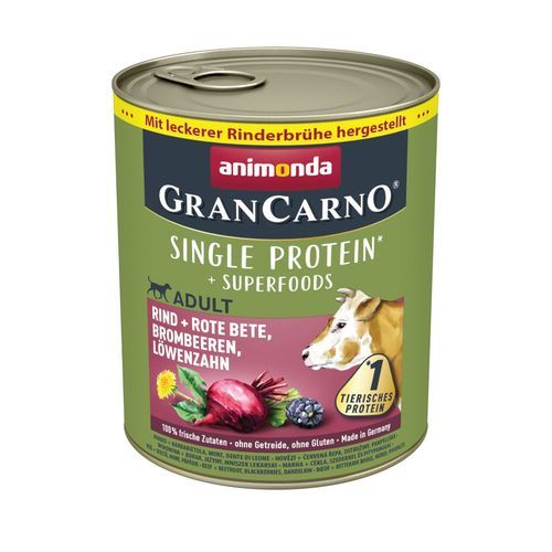 animonda GranCarno Adult Superfoods 24 x 800 g - Nötkött & rödbetor, björnbär, maskros