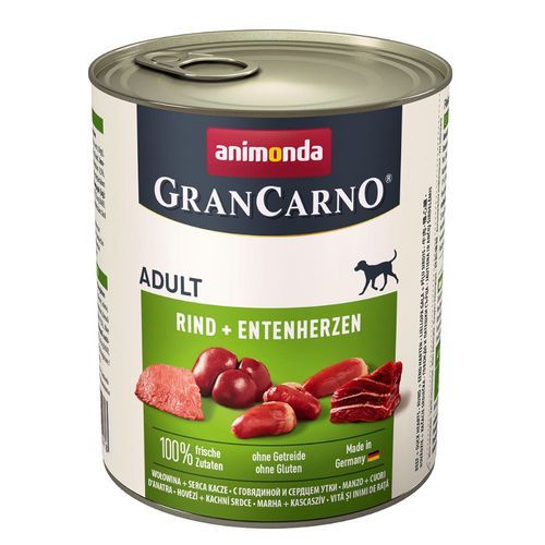 Ekonomipack: animonda GranCarno Adult 12 x 800 g - Nötkött & ankhjärta