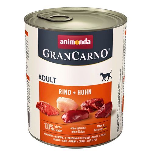Ekonomipack: animonda GranCarno Adult 12 x 800 g - Nötkött & kyckling