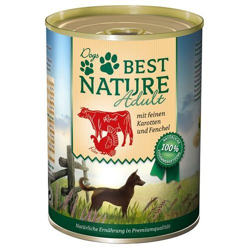 Ekonomipack: Best Nature Dog Adult 12 x 400 g - Kalkon, nötkött & morötter