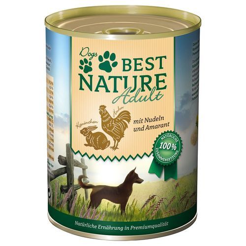 Ekonomipack: Best Nature Dog Adult 12 x 400 g - Kanin, Kyckling & pasta