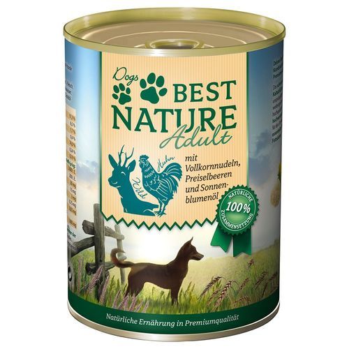 Ekonomipack: Best Nature Dog Adult 12 x 400 g - Vilt, kyckling & pasta