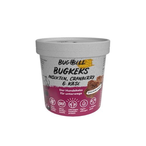BugBell BugKeks Adult med insekter, tranbär och ost - Ekonomipack: 4 x 150 g