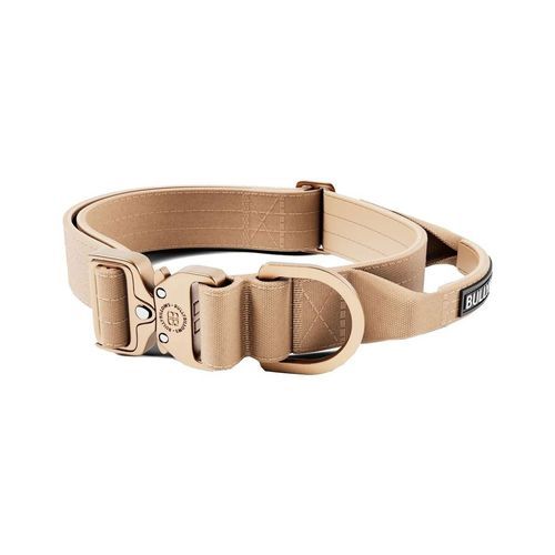 BullyBillows Combat Hundhalsband med Handtag Beige 4 cm