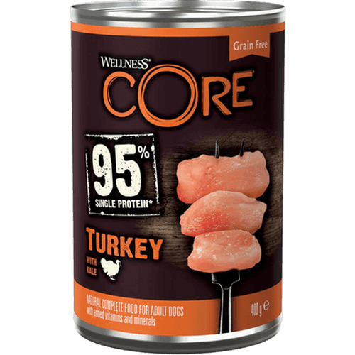 Dog Adult 95% Single Protein All Breed Turkey & Kale Wet 400 g x 6 - Hund - Hundmat & hundfoder - Våtmat & Våtfoder för hund - CORE Petfood - ZOO.se
