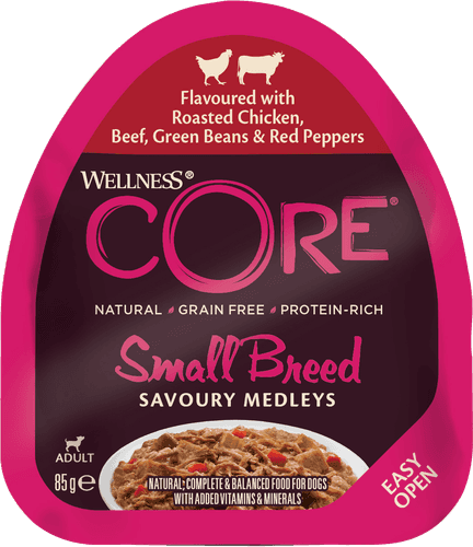Dog Adult Savoury Medleys Small Breed Chicken, Beef, Beans & Pepper Wet 12 x 85 g - Hund - Hundmat & hundfoder - Våtmat & Våtfoder för hund - CORE Petfood - ZOO.se
