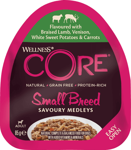 Dog Adult Savoury Medleys Small Breed Lamb, Venison, Sweet Potatoes & Carrots Wet 12 x 85 g - Hund - Hundmat & hundfoder - Våtmat & Våtfoder för hund - CORE Petfood - ZOO.se
