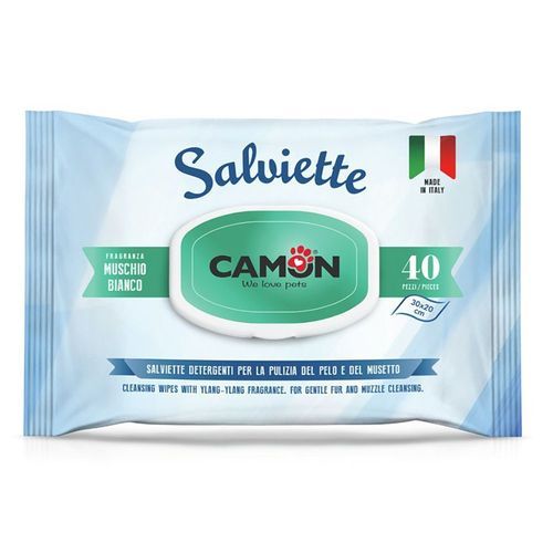 Camon White Musk Wipes för hårvård av hundar och katter - Sats %: 12 x 40 st
