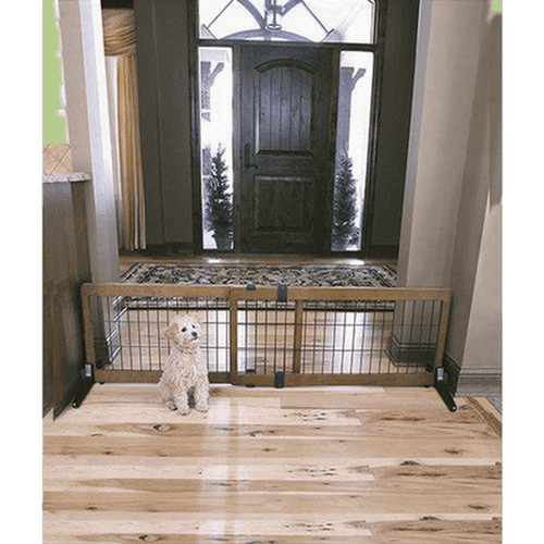 Pet Gate Freestanding Small Extra Wide Brown 97-152 x 51 cm