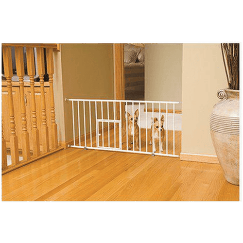 Pet Gate Mini Walk-Through With Small Pet Door White 74-96,5 x 46 cm