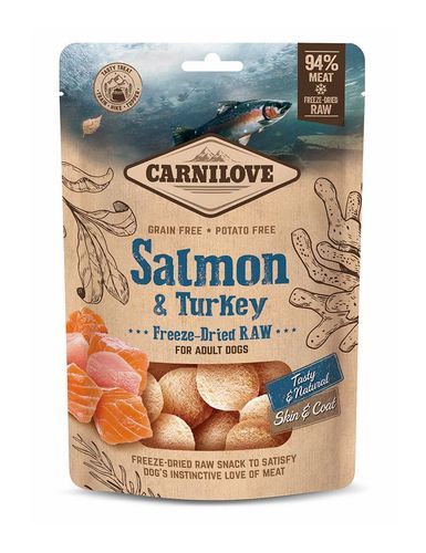 Freeze Dried Raw Snacks Salmon & Turkey Frystorkat Hundgodis - 60 g