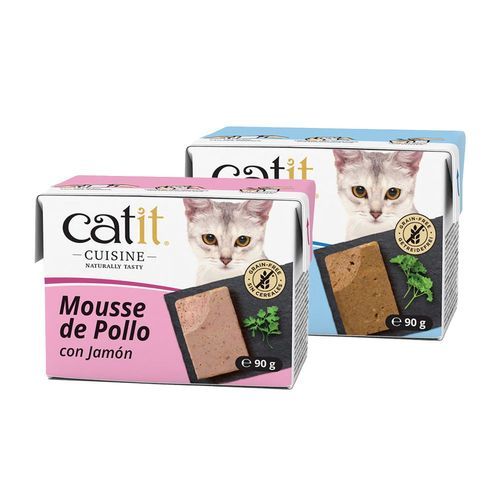 Catit Cuisine Mousse 12 x 90 g - Ekonomipack: Tonfisk med lax och kyckling med skinka