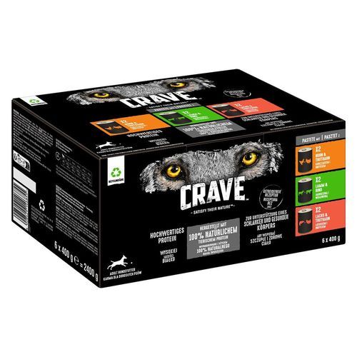 Crave Adult hundfoder 6 x 400 g - Blandpack 3 sorter