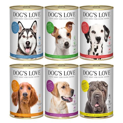 Ekonomipack: Dog´s Love Adult 12 x 400 g - Mixpack (6 sorter)