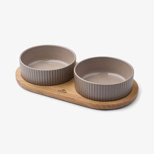 Kronborg Matbar för Hund - L / Caffe Latte/Oak