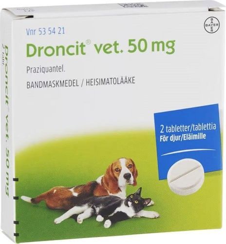 Droncit vet. tablett för hund och katt 50 mg 2 st