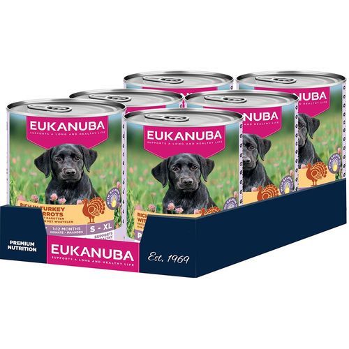 Eukanuba Puppy Rich i kalkon med morötter - 6 x 400 g