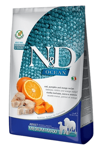 N&D Dog Ocean Codfish Pumpkin & Orange Vuxen Med/Max 12 kg