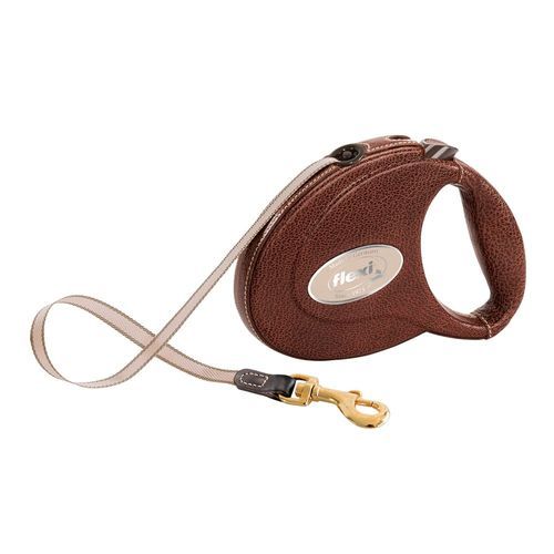 flexi Leather bandkoppel mörkbrunt, 5 m - Storlek M: upp till 25 kg