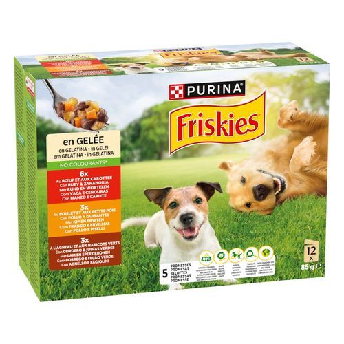 PURINA Friskies Adult i gelé med nötkött, kyckling och lamm - 12 x 85 g