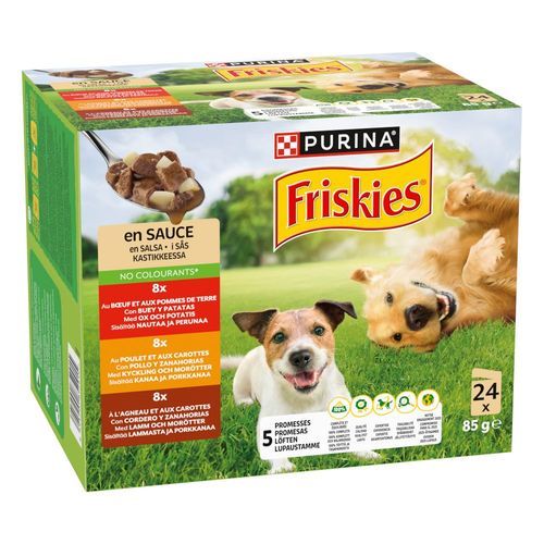PURINA Friskies Adult i sås med nötkött, kyckling och lamm - 24 x 85 g