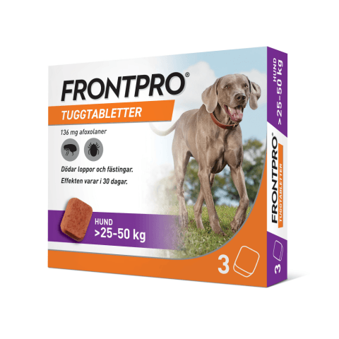 Fästingmedel Frontpro för hundar >25-50 kg, tuggtablett 136 mg