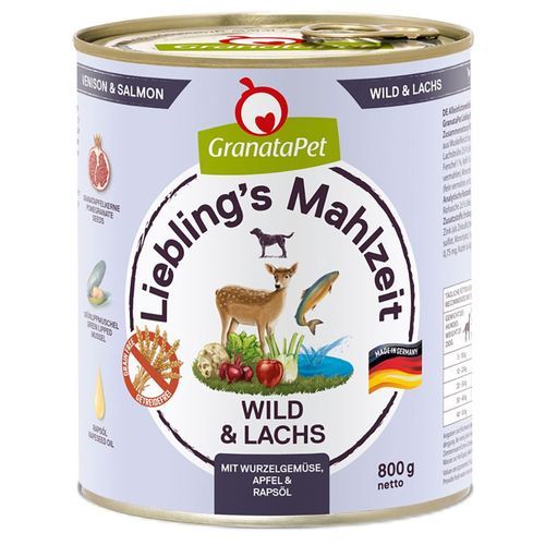 Ekonomipack: GranataPet Liebling's Mahlzeit 12 x 800 g - Vilt & lax med rotfrukt, fänkål , äpple och rapsolja