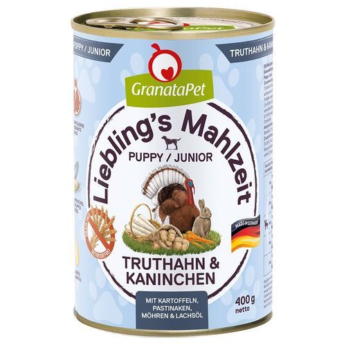 Ekonomipack: Granatapet Liebling's Mahlzeit 24 x 400 g - Junior Kalkon & kanin