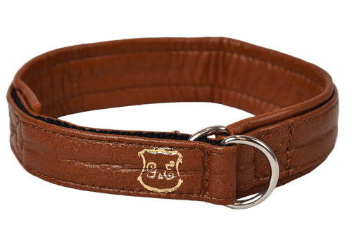 Läderhalsband halvstryp, 20cm, Cognac