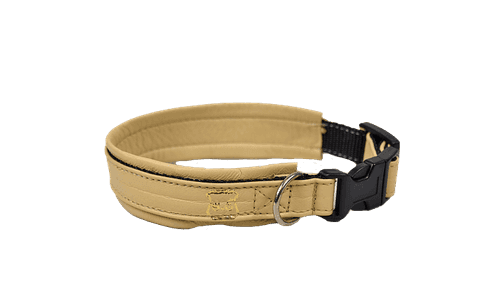 Läderhalsband ställbart, 20-25cm, Beige