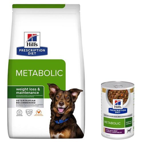 Hill's Prescription Diet Metabolic + 3 x 354 g Metabolic våtfoder på köpet! - 6,5 kg Metabolic Weight Management Chicken + 3 x 354 g Metabolic Weight Management Beef & Vegetables