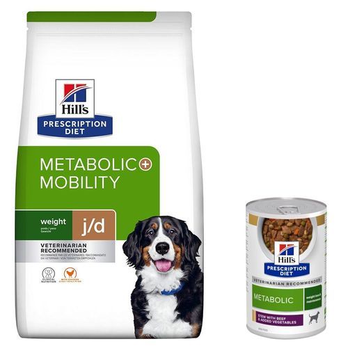 Hill's Prescription Diet Metabolic + 3 x 354 g Metabolic våtfoder på köpet! - 6 kg Metabolic + Mobility Chicken + 3 x 354 g Metabolic Weight Management Beef & Vegetables