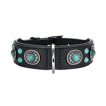Dog Collar Sioux Black/Turquoise S-M 50 - Neck 35-43cm