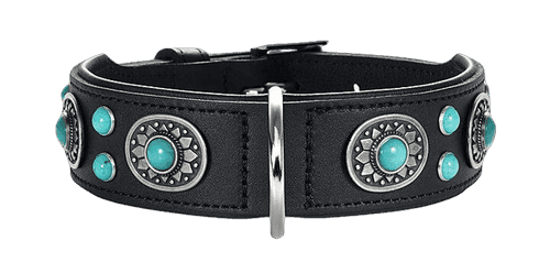 Dog Collar Sioux Black/Turquoise M-L 60 - Neck 47-54cm