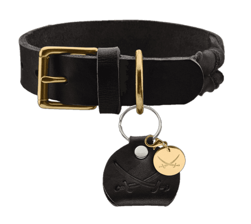 Hundhalsband Sansibar Solid Cow Leather Svart L 65cm