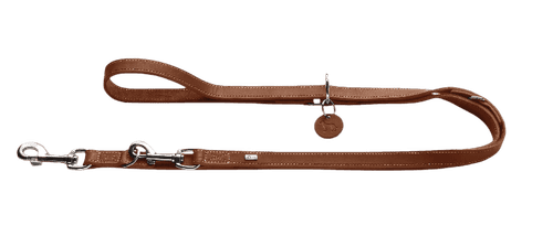Hundkoppel Ställbart Aalborg Cow Leather Cognac 200cm/10mm